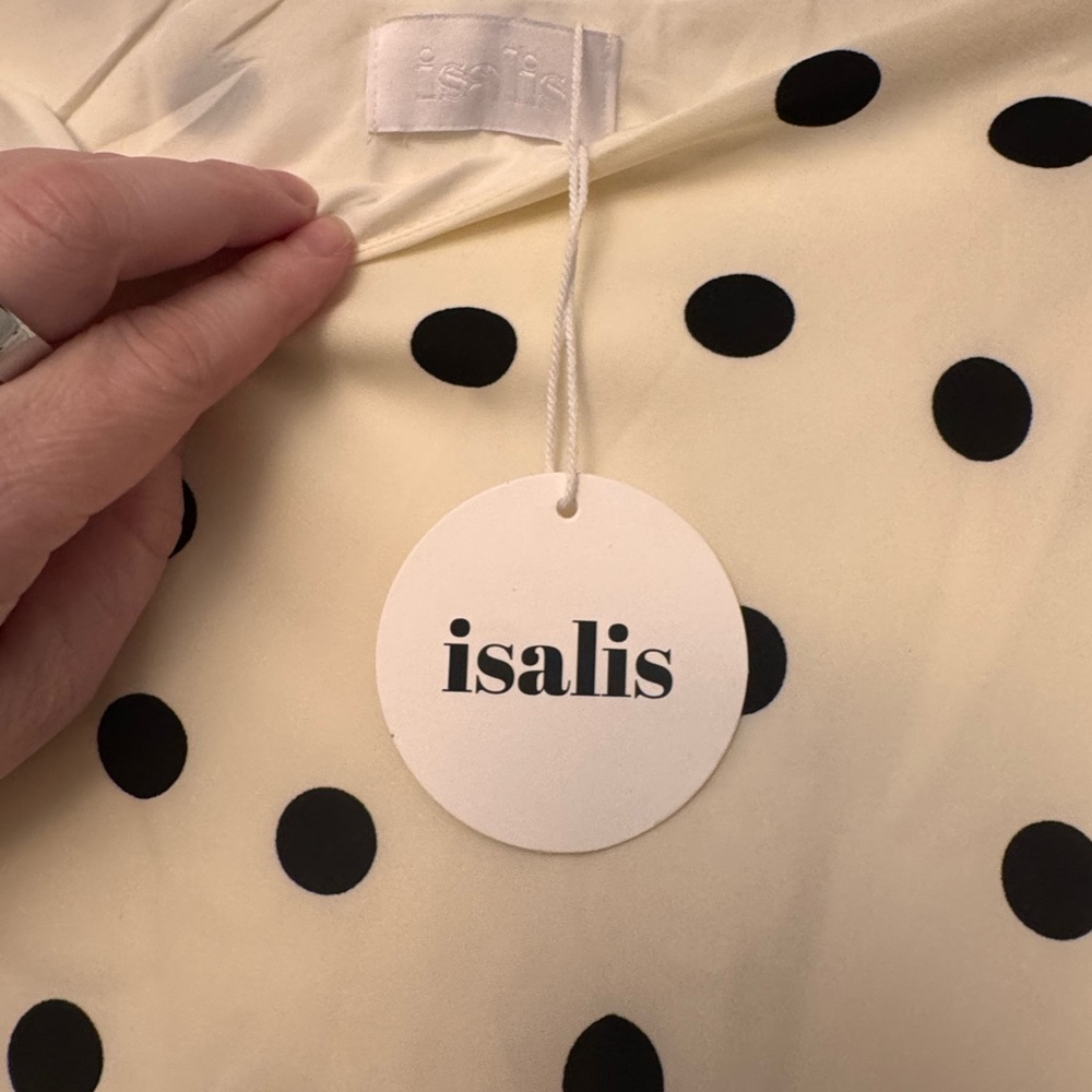 Isalis Sutro Maxi Skirt in White Black Dot - Picture 3 of 5